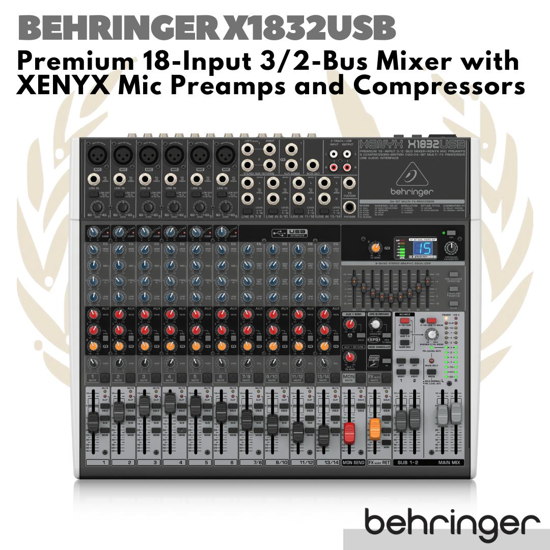 Behringer Xenyx X1832USB Premium 18 Input 3 Bus Mixer USB Interface