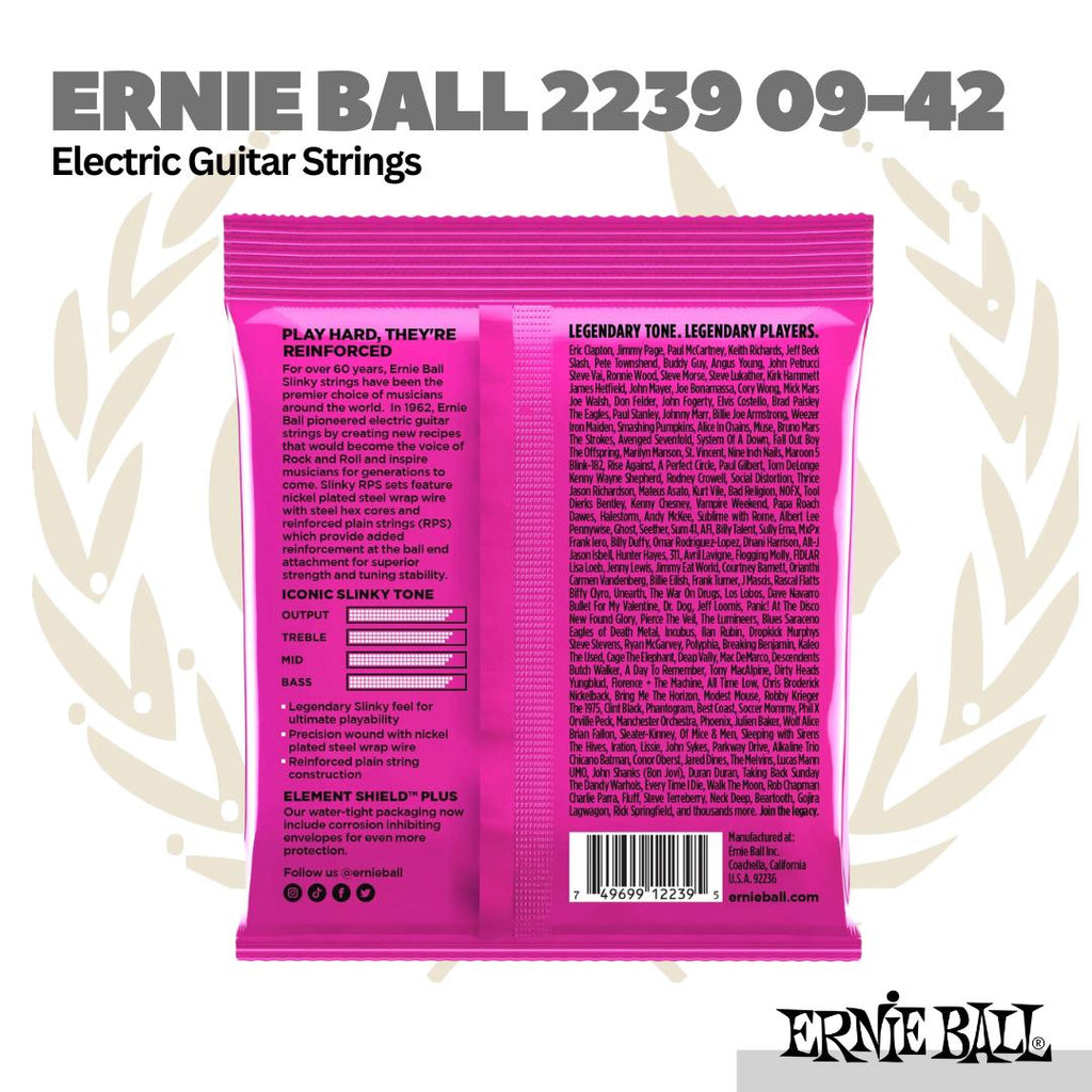 Ernie Ball 2239 Electric Guitar Strings, 9-42- Senar Gitar Elektrik