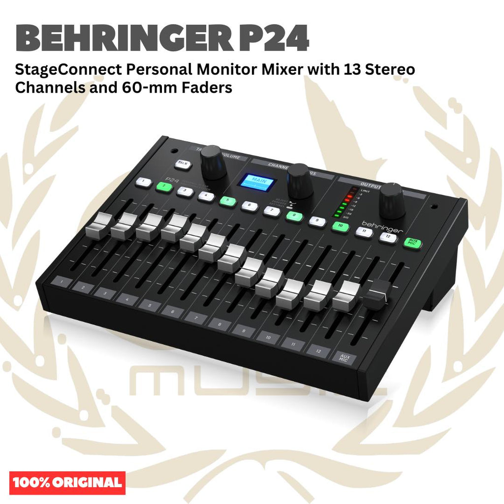 Behringer P24 StageConnect Personal Monitor Mixer with 13 Stereo Channels and 60-mm Faders - Mixer Monitor P 24