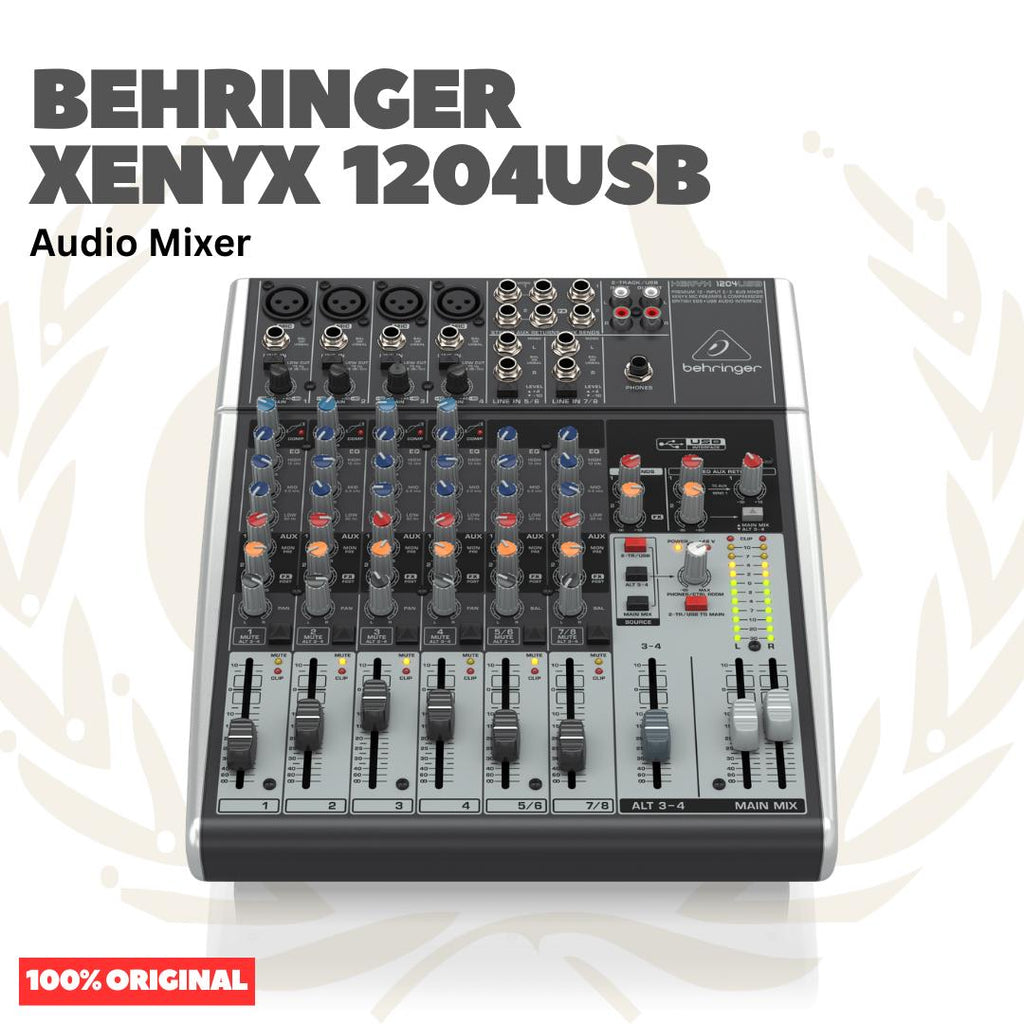Behringer XENYX 1204USB Premium 12-Input 2/2-Bus Mixer - Audio Mixer