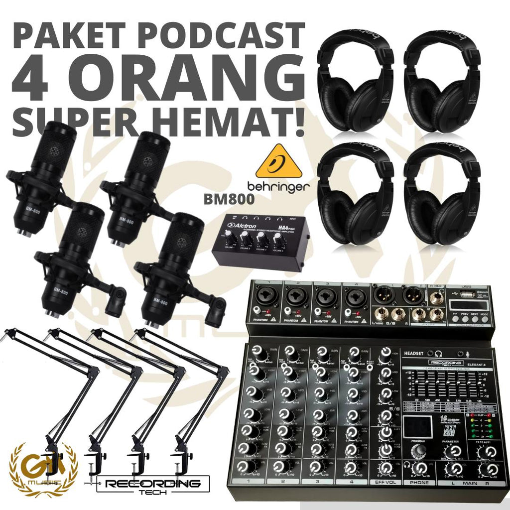 PAKET PODCAST 4 ORANG MURAH BERKUALITAS PM360 / BM800 + RT ELEGANT 6 MK2