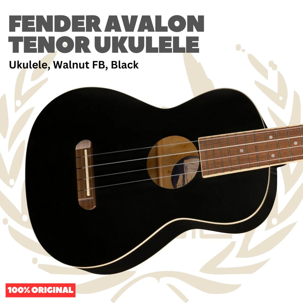 Fender Avalon Tenor Ukulele, Walnut FB - Ukulele 4-senar Original Asli