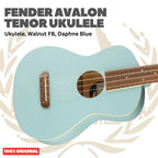 Fender Avalon Tenor Ukulele, Walnut FB - Ukulele 4-senar Original Asli