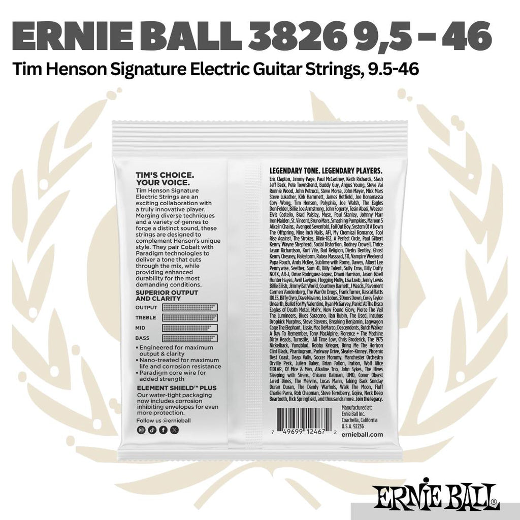 Ernie Ball 3826 9.5 - 46 Tim Henson Signature Electric Guitar Strings - Senar Gitar