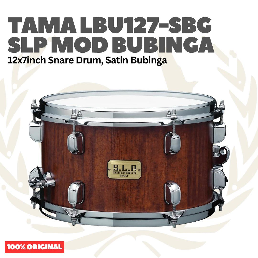 TAMA LBU127-SBG 12x7inch SLP MOD Bubinga Snare Drum, Satin Bubinga - Senar Drum