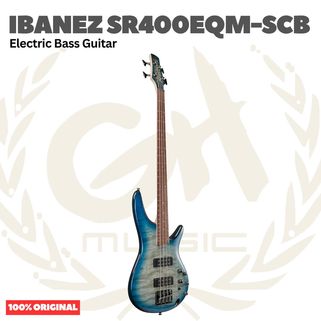 Ibanez SR400EQM-SCB 4-String Electric Bass Guitar, Stained Cosmic Blue Starburst - Bass Listrik Elektrik