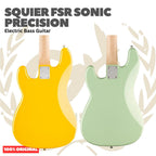 Squier FSR Sonic Precision Bass Guitar w/White Pickguard, Maple FB - Bass Listrik Elektrik Original Asli