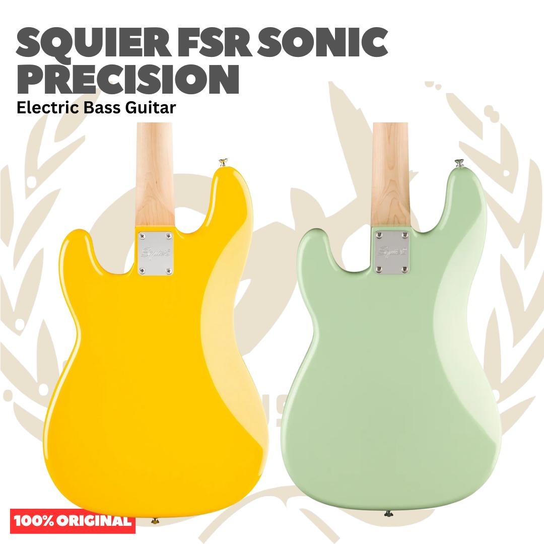 Squier FSR Sonic Precision Bass Guitar w/White Pickguard, Maple FB - Bass Listrik Elektrik Original Asli