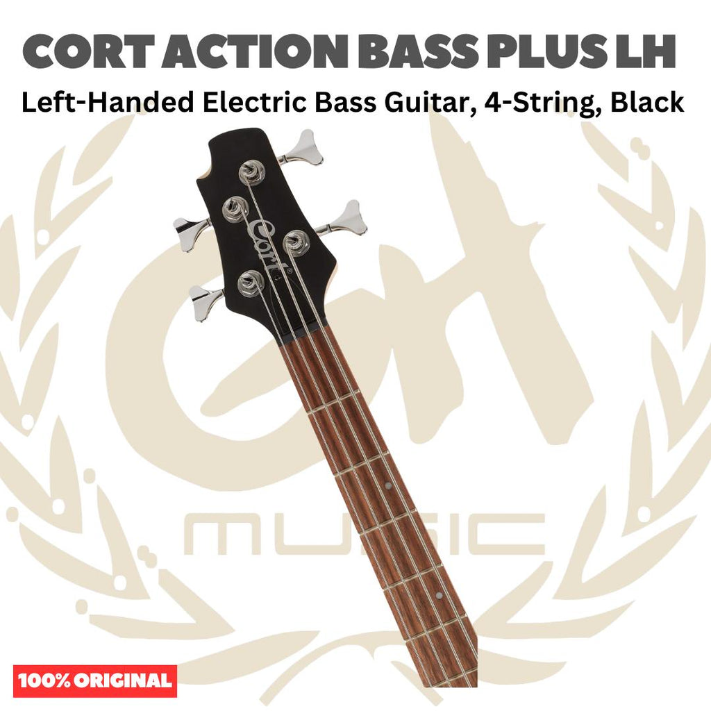 Cort Action Bass Plus LH-BK Left-Handed Electric Guitar Bass 4-String, Black - Gitar Bass Kidal Elektrik Original Asli