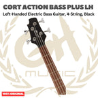 Cort Action Bass Plus LH-BK Left-Handed Electric Guitar Bass 4-String, Black - Gitar Bass Kidal Elektrik Original Asli