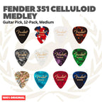 Fender 351 Celluloid Medley Guitar Pick, 12-Pack, - Pick Gitar Bass