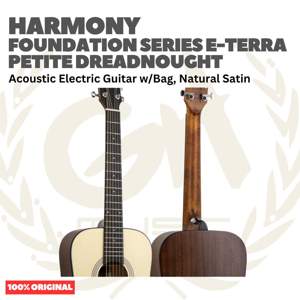 Harmony Foundation Series e-Terra Petite Dreadnought Acoustic Guitar w/Bag - Gitar Akustik Elektrik dg Preamp