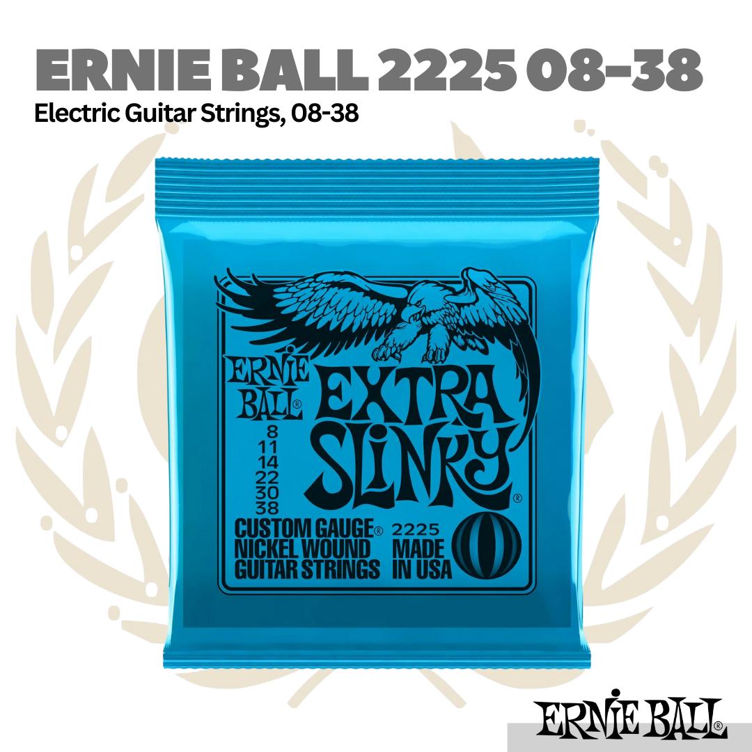 Ernie Ball 2225 Extra Slinky Nickel Wound Electric Guitar Strings, 8-38 - Senar Gitar