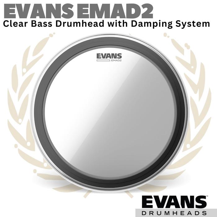 EVANS EMAD2 Clear Bass Drumhead Batter Damping | 18 20 22 24 Inch