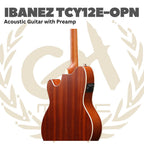 Ibanez TCY12E-OPN Acoustic Guitar with Preamp, Open Pore Natural - Gitar Akustik dengan Pre-amp TCY12EOPN TCY12E OPN Original