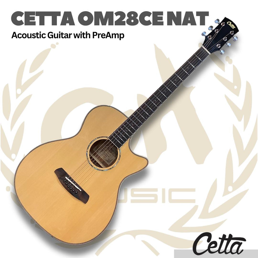 Cetta OM28CE Acoustic Guitar with Pre-Amp - Gitar Akustik Elektrik Cetta OM28CE dengan PreAmp