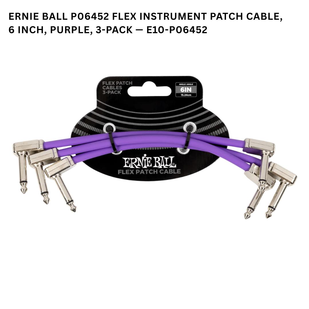 Ernie Ball Flex Instrument Patch Cable, 3, 6 & 12 Inch, 3-Pack - Kabel Patch TS isi 3