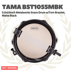 TAMA BST1055MBK 5.5x10inch Metalworks Snare Drum w/Tom Bracket, Matte Black - Senar Drum