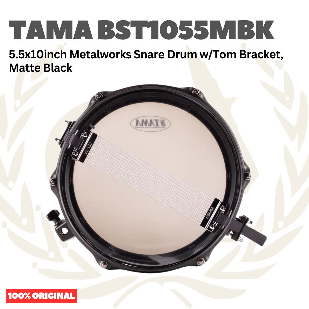 TAMA BST1055MBK 5.5x10inch Metalworks Snare Drum w/Tom Bracket, Matte Black - Senar Drum