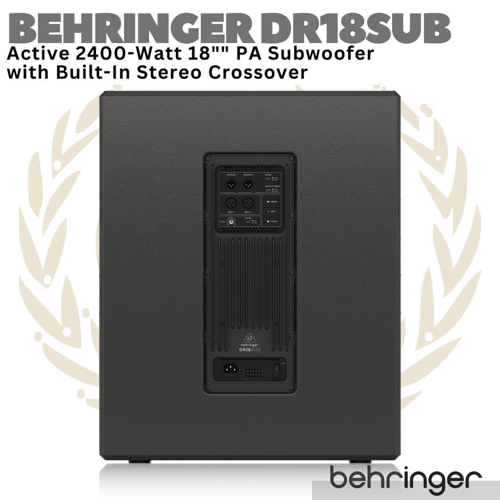 BEHRINGER DR18SUB Active 2400 Watt 18" PA Subwoofer + Stereo Crossover