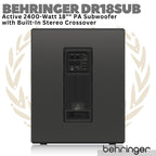 BEHRINGER DR18SUB Active 2400 Watt 18" PA Subwoofer + Stereo Crossover