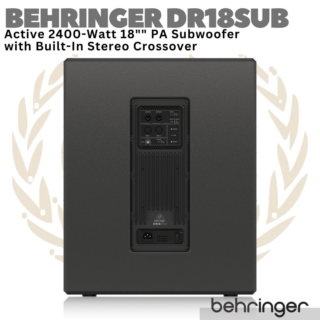 BEHRINGER DR18SUB Active 2400 Watt 18" PA Subwoofer + Stereo Crossover