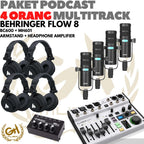 PAKET PODCAST 4 ORANG MULTI TRACK : BEHRINGER FLOW8 + MIC + HEADPHONE